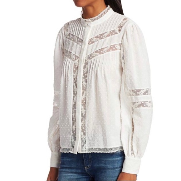 Joie 100% cotton bohemian blouse in porcelain - Picture 5 of 13